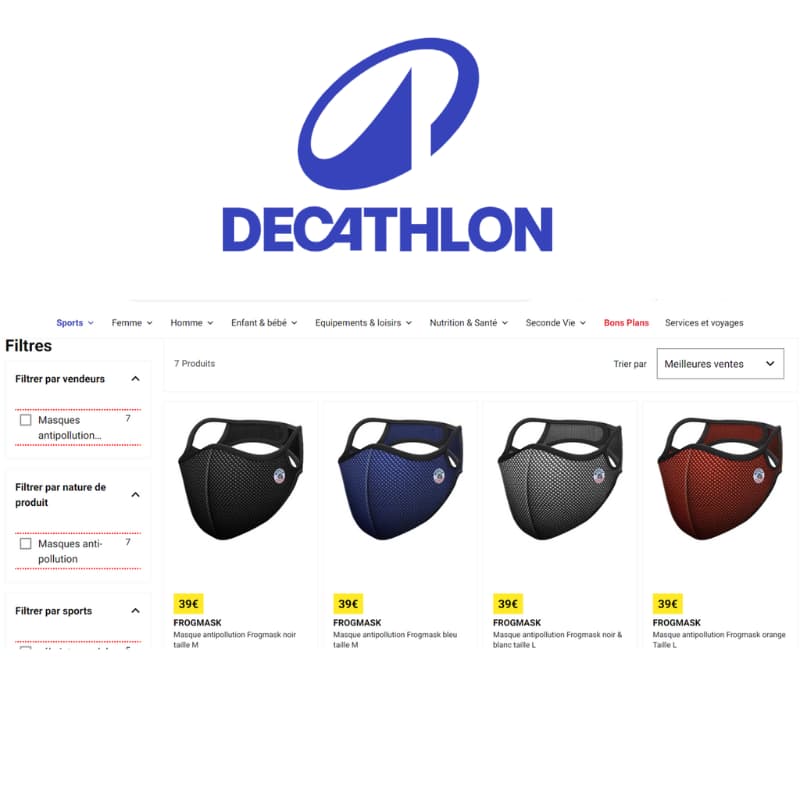 Les masques Frogmask sont disponibles sur le site Decathlon