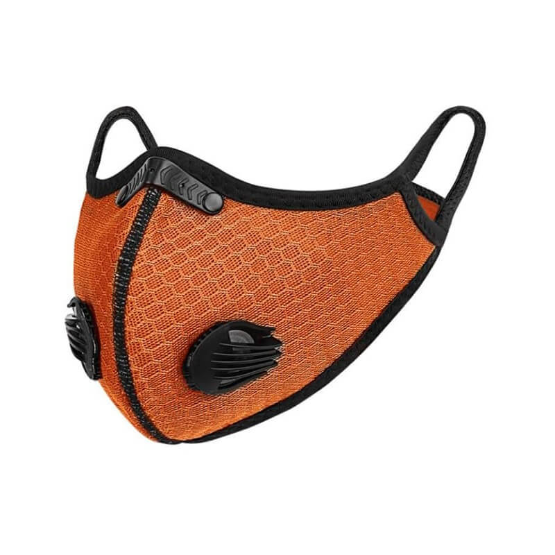 Orange Biker anti-pollution mask with valves